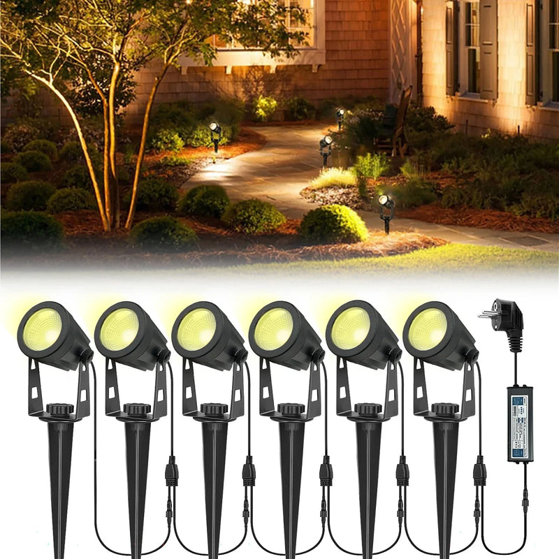 Outdoor LED Spotlight, 6 Pack Garden Lamp, Waterproof IP65 Outdoor Spotlight Lighting for Christmas Halloween Garden Decoration