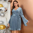 Sexy V Neck Dress for Women Long Sleeve Elegant Dresses for Lady Evening Party Plus Size Fashion Glamorous Short Autumn 