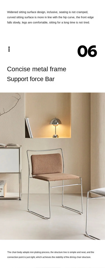 Realife Middle Ancient Style Dining Chair Nordic Design Home Study Chair Coffee Shop Soft Bag Backrest Chair Metal Frame 2025