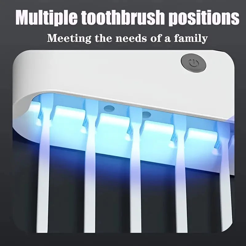 1 Intelligent Toothbrush Sterilizer, Wall Mounted Toothbrush Holder with Toothpaste Dispenser, Toothbrush Disinfection Device