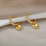 Heart Stainless Steel Earrings for Women Zircon Gold Color Hoop Earring Aesthetic Waterproof Ear Piercing Jewelry Accessories