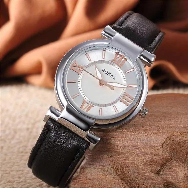 New 2023wokai business watch Quartz sports leisure belt men's watch Wheel pattern personality women clock