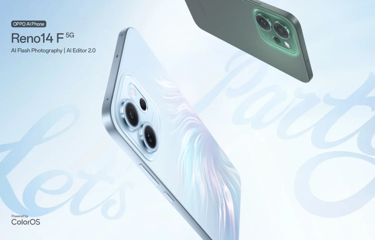 Smartphone OPPO Reno14 F 5G (Versão Global), tela de 6,57", Snapdragon 6 Gen 1, bateria de 6000 mAh, câmera de 50 MP, eSIM, NFC, GLONASS