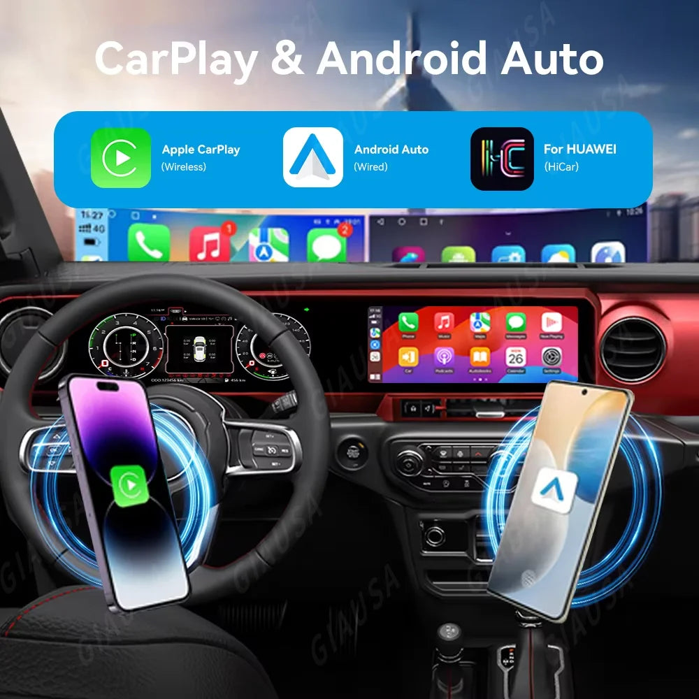For Jeep Wrangler 2018-2022 Carplay LCD Instrument Panel Dual Screen Android Multimedia Video Player GPS Navigation Android Auto