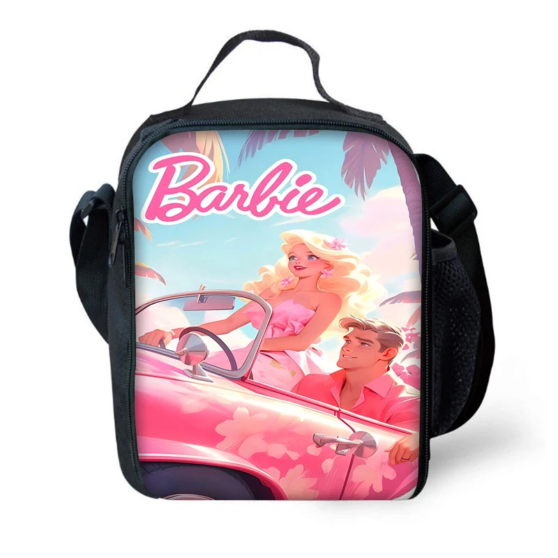 Cartoon Dolls 3 pcs set Child School Backpack with Lunch Bags Pencil Bags B-Barbies School Bags for Boys Girls Best Gift