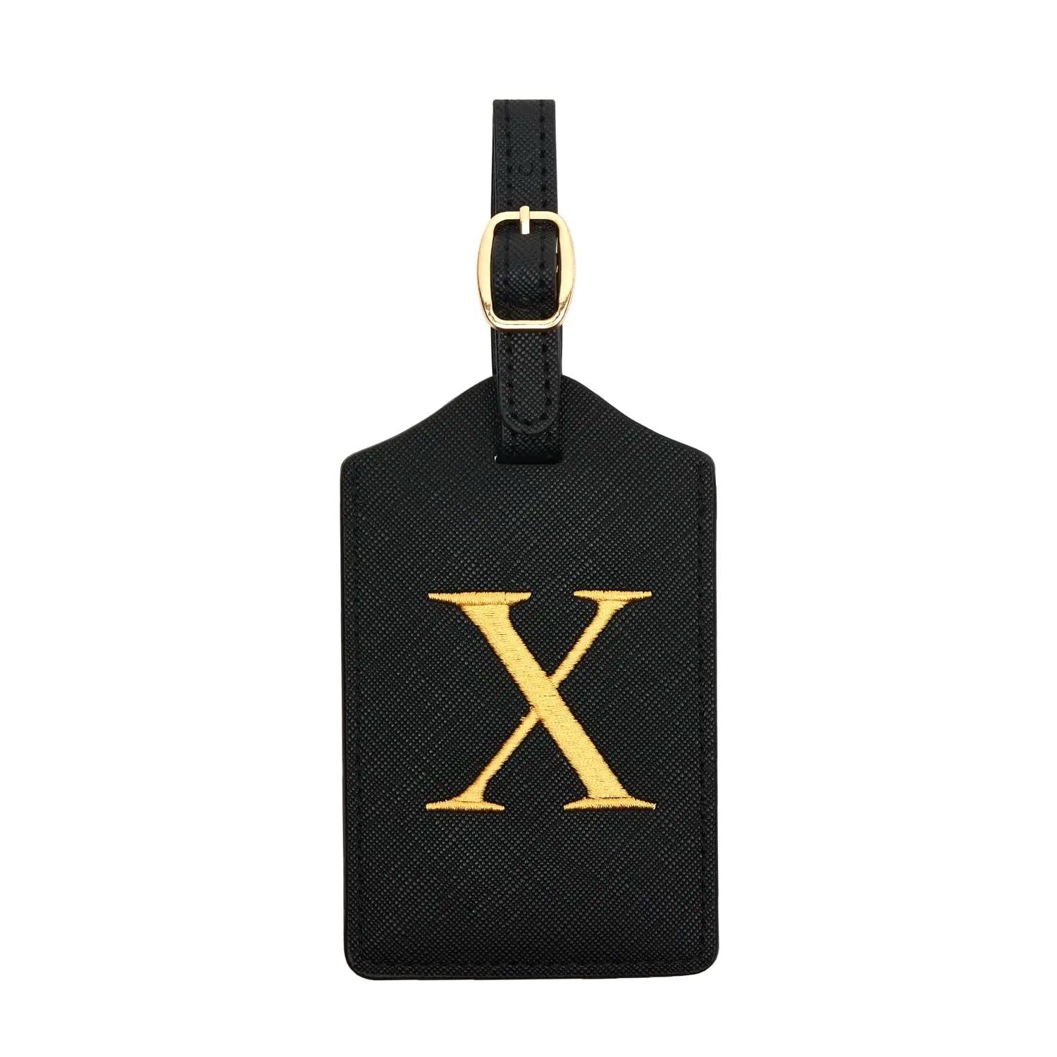 PU Leather Luggage Tag for Travel - Durable Suitcase ID Tag with Privacy Cover & Name Card Slot (A-Z) liu