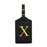 PU Leather Luggage Tag for Travel - Durable Suitcase ID Tag with Privacy Cover & Name Card Slot (A-Z) liu