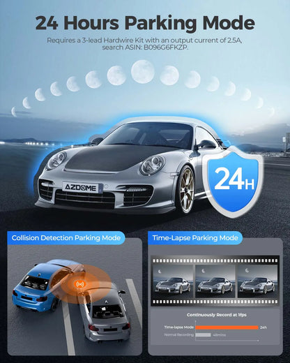 AZDOME M550 Pro 5.8Ghz WiFi 3 Channel Dash Cam 4K+1080P Built-in GPS 3.19" IPS Screen Car DVR IR Night Vision 24H Parking Mode