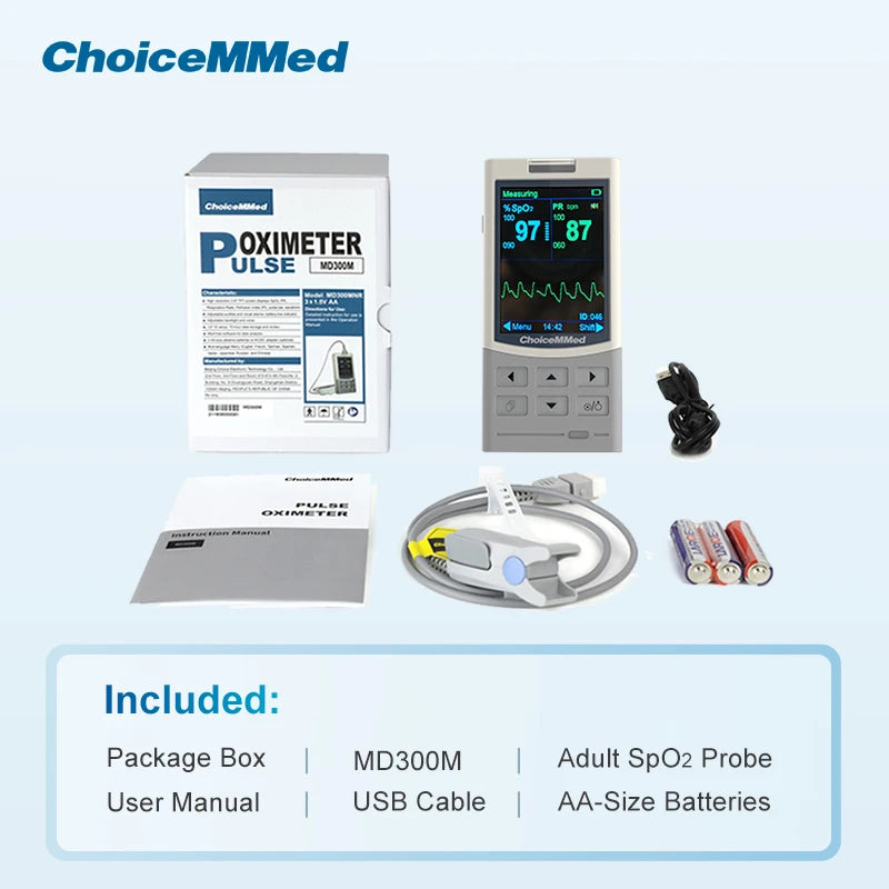 Oxímetro de pulso portátil recargable ChoiceMMed Medical, monitor de salud SPO2 PI PR para adultos, niños, bebés y recién nacidos.