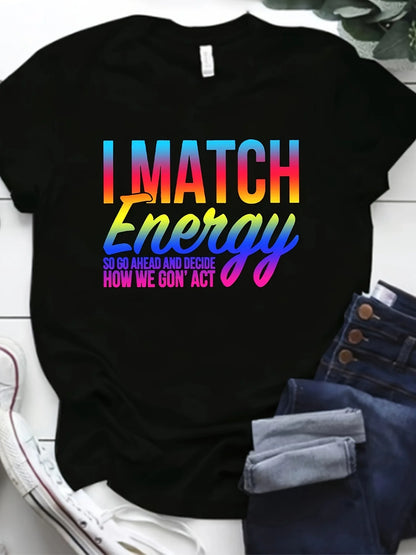 Carta camiseta estampada para mulheres, gola redonda, manga curta, roupas casuais, plus size