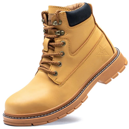 Latest 2023 Waterproof Men Leather Boots Steel Toe Cap Safety Work Shoes Anti Smashing Indestructible Construction Welding Boots