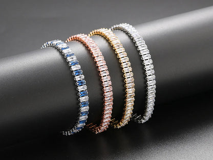 Pulseras de tenis de cristal arcoíris para mujer, color plata Kpop, regalos para amigas, cadena de brazalete de circonitas coloridas, joyería para la mano H167-M