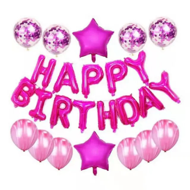 Juego de 25 globos de feliz cumpleaños, guirnaldas de globos con letras de aluminio, banderines, decoración para fiestas de cumpleaños infantiles, baby shower 