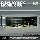 1/64 Simulated Alloy Car Model Showroom for Boy Miniature Acrylic Parking Lot Car Display Stand with Lights Kids Collection Toys