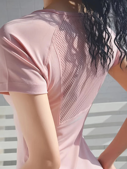 Camiseta deportiva de verano para mujer, transpirable, sexy, bonita, espalda descubierta, ropa de fitness, secado rápido, para correr, entrenamiento, manga corta, top de yoga