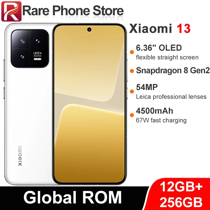 CN Global ROM Xiaomi Mi 13 256GB/512GB 54MP+32MP Camera Snapdragon 8 Gen 2 6.36” OLED Screen 67W Fast Charging 4500mAh Battery
