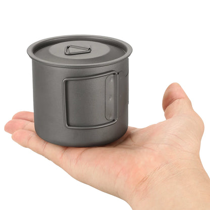 Taza de agua ultraligera de titanio Lixada con asa plegable, portátil para exteriores, camping, picnic, 300 ml/350 ml/550 ml/650 ml