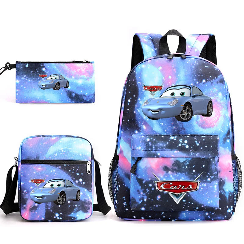 3pcs Disney Pixar Cars Lightning McQueen Students Backpacks Schoolbags Pencil Case Shoulder Bags Boys Girls School Bags Sets