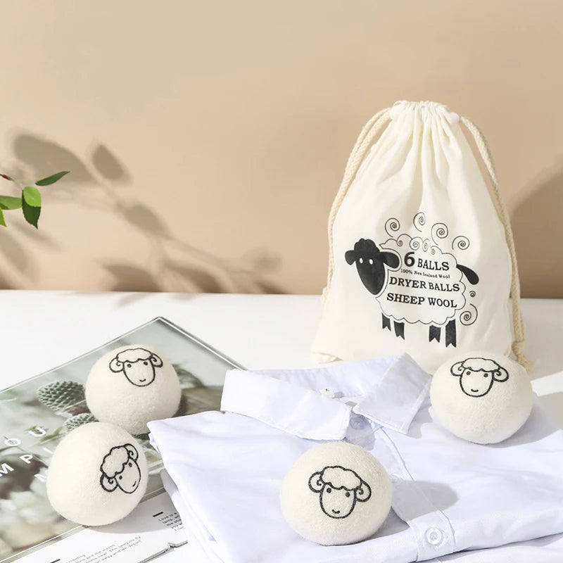 Bola de secado de lana antienredos, estática, extragrande, con estampado de animales, para lavandería, fieltro, para quitar 