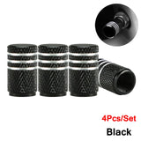 Dsycar 4pcs prata pneu de carro válvula hastes cap knurling estilo pneu tampa da válvula de alumínio haste da roda do pneu tampa da válvula de ar para nós schrader