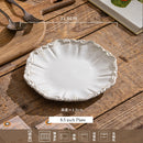 Elegant Classical Plate French Retro Ceramic Dishes Home Plate Rice Bowl Party Tableware Set White Lace Embossed Dinner Plate