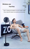 P10 10800mAh Folding Portable Fan USB Remote Control Air Cooler Silent Rechargeable Wireless Floor Standing Fan for Camping Desk