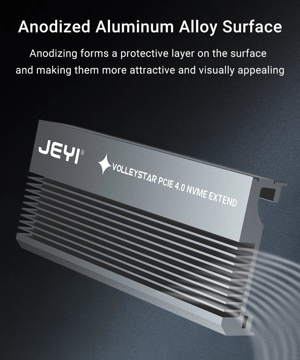 JEYI VolleyStar PCIE To NVMe Adapter With Aluminum Alloy  Heatsink, M.2 RGB PCIe 4.0 Card With 1/2U Low Standard Profile Bracket