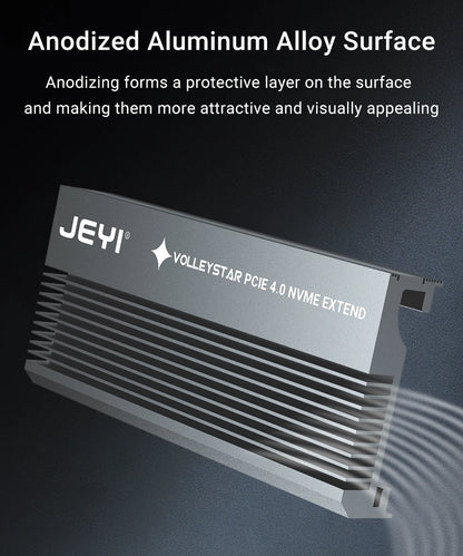 JEYI VolleyStar PCIE To NVMe Adapter With Aluminum Alloy  Heatsink, M.2 RGB PCIe 4.0 Card With 1/2U Low Standard Profile Bracket