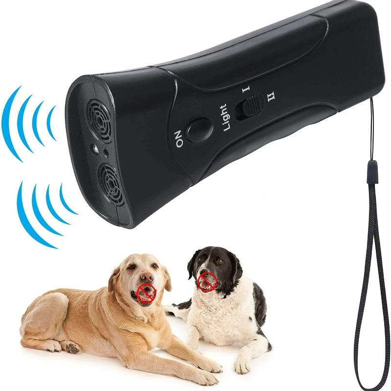 Dog Repeller Anti Barking Stop Bark Training Device Outdoor LED Ultrasonic Dog Training Repellents with Flash Light