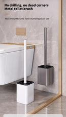Escobillero de lujo con carcasa metálica, soporte para escobillero de pared, sin ángulo muerto, herramientas de limpieza para el hogar, accesorios de baño