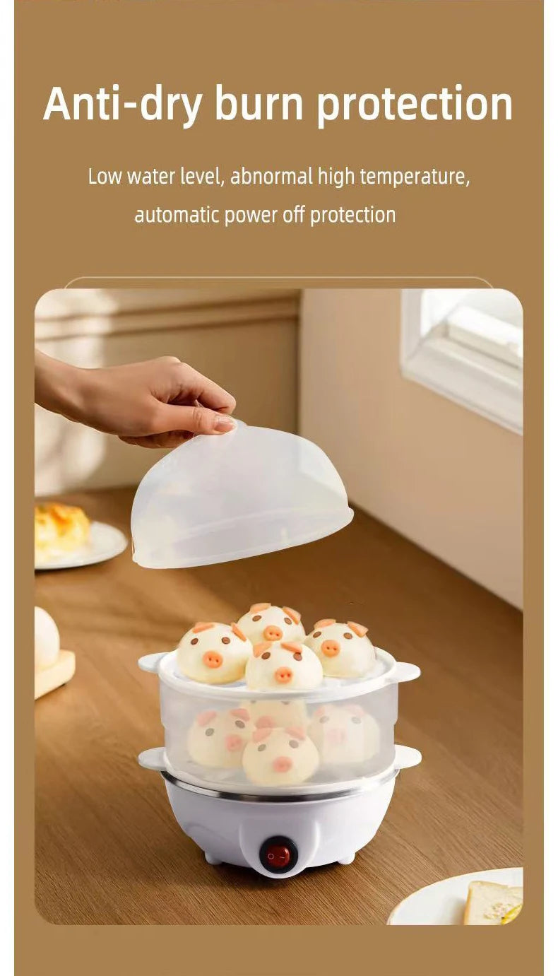 Multifunctional Electric Egg Boiler Single Double Layers Egg Cooker 110V/220V Mini Steamer Poacher Kitchen Cooking Machine