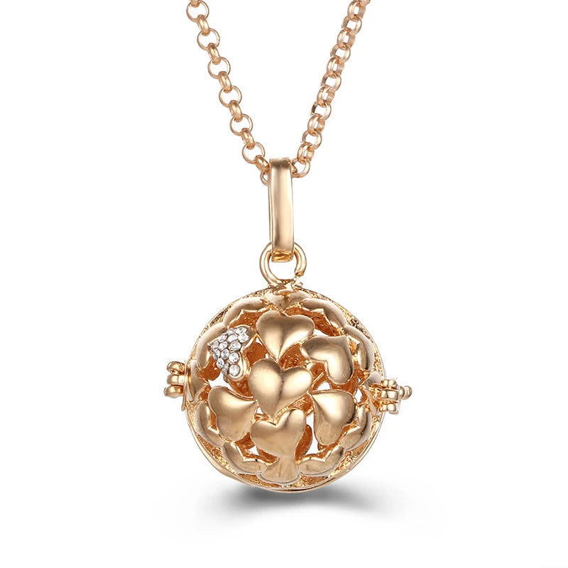 New Aroma Water Droplets Cage Lockets Necklace Heart Shaped Zircon Essential Oil Diffuser Set Combination Woman Pendant Jewelry
