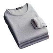 Men's Winter Long Sleeve Thermal Underwer T-shirt Fleece Bottoming Shirt Round Neck Fashion Plus Velvet Padded T-shirt 