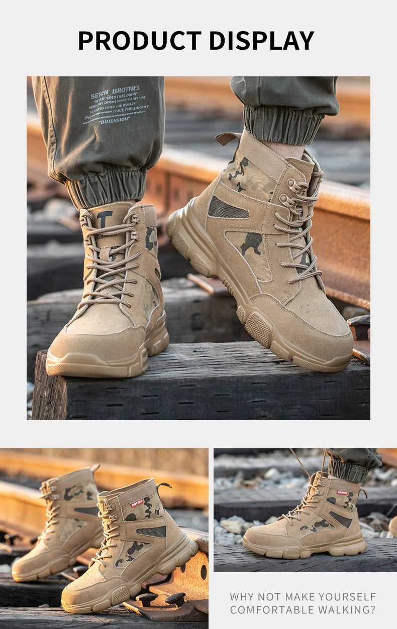 Sneakers  Indestructible Shoes Work Safety Shoes With Steel Toe Cap Puncture-Proof Male Security Protective Shoes Tactical Boots