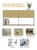 Modern Modular Low TV Cabinet｜3-Tier Sideboard with Drop Doors｜Steel Frame Storage Bench Unit | Minimalist Low Media Console
