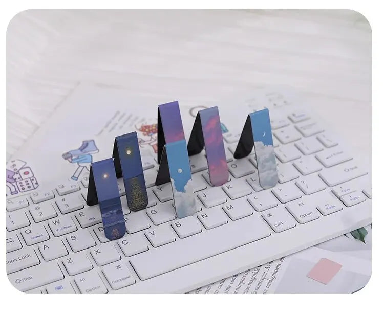 2pcs Forest Landscape Magnetic Bookmark For Pages Books Readers