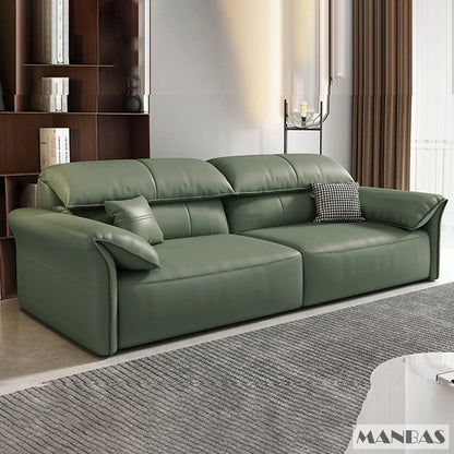 Electric Genuine Leather Sofa Bed Convertible Recliner – Modern Sectional Sleeper Couch with Adjustable Seats and Chaise Lounge