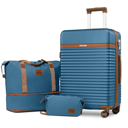 Travel Luggage Suitcase Set, Expandable Lightweight Carry on Suitcase with Duffel Bag,Toiletry Bag,TSA Lock,Spinner Wheels