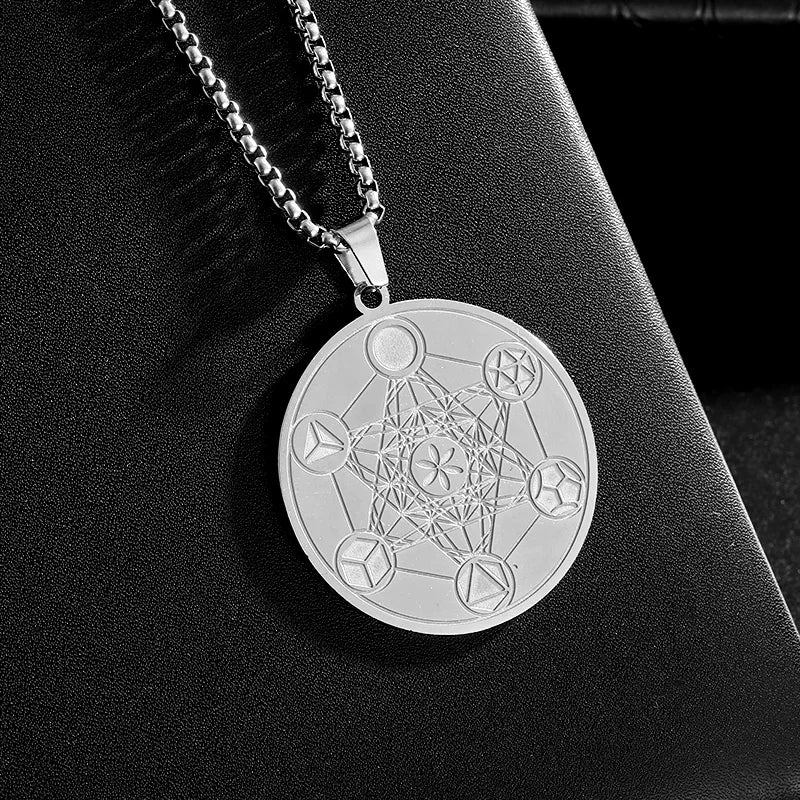 Collar con colgante de brújula de los siete arcángeles de Salomón, de acero inoxidable, estilo retro, amuleto de la suerte para hombre.