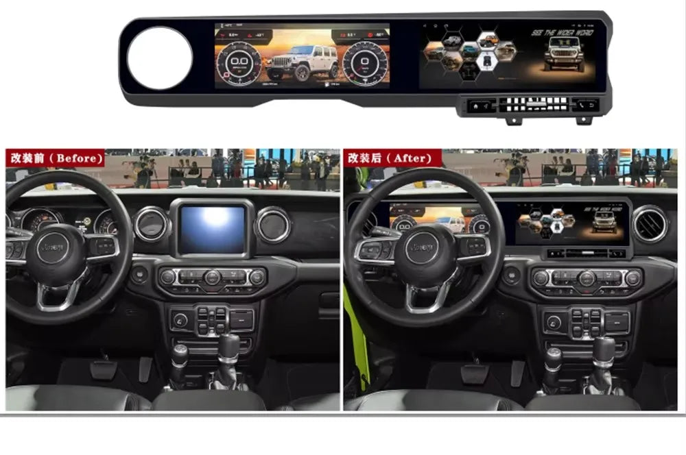 For Jeep Wrangler 2018-2022 Carplay LCD Instrument Panel Dual Screen Android Multimedia Video Player GPS Navigation Android Auto