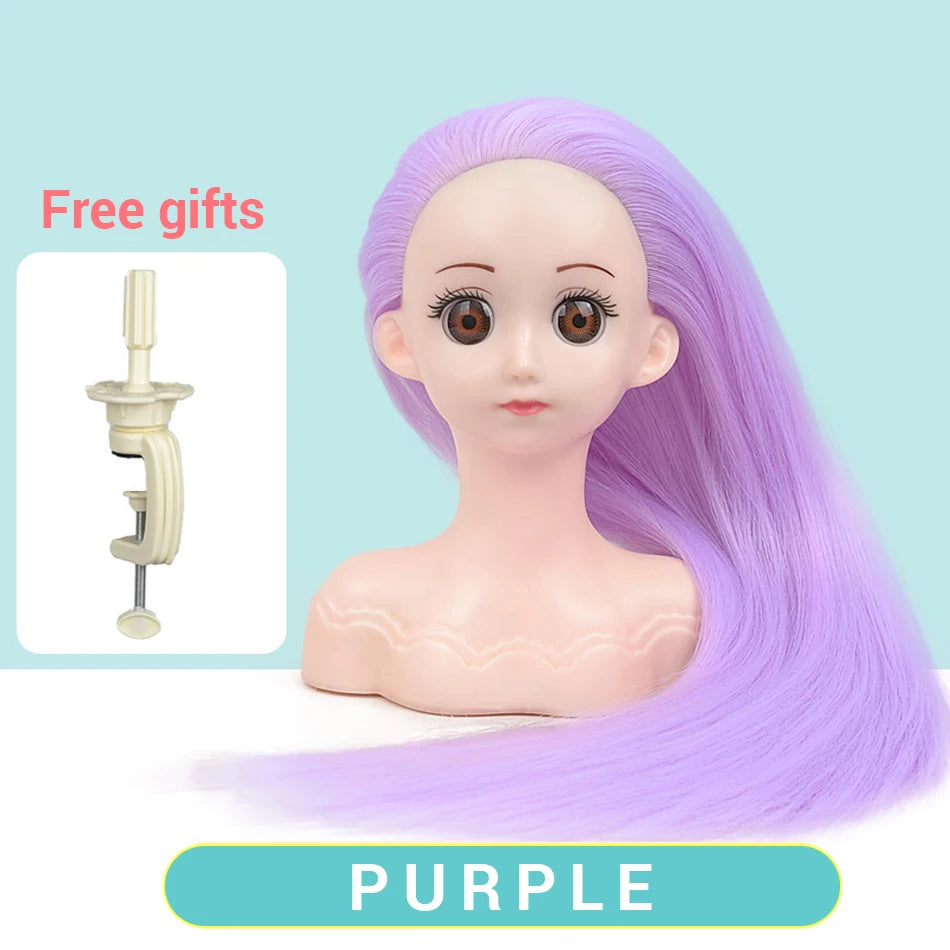 Cabeça de peruca de manequim com cabelo sintético com suporte de peruca ajustável cabeça de manequim estilo cabeleireiro cabeça de treinamento cabeça de boneca
