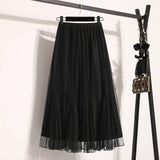 Casual High Waist Loose Knitted Long A-line Pleated Skirt Korean Fashion Streetwear Chic Basic Autumn Winter Plus Size Clothing 
