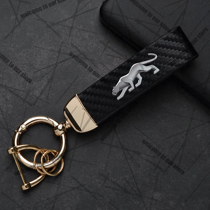 Car Keychain For PUMA ST Cougar Wolf MK3 MK4 MK5 MK6 Logo Carbon Fiber Leather Zinc Alloy Emblem Key Chain Accessories