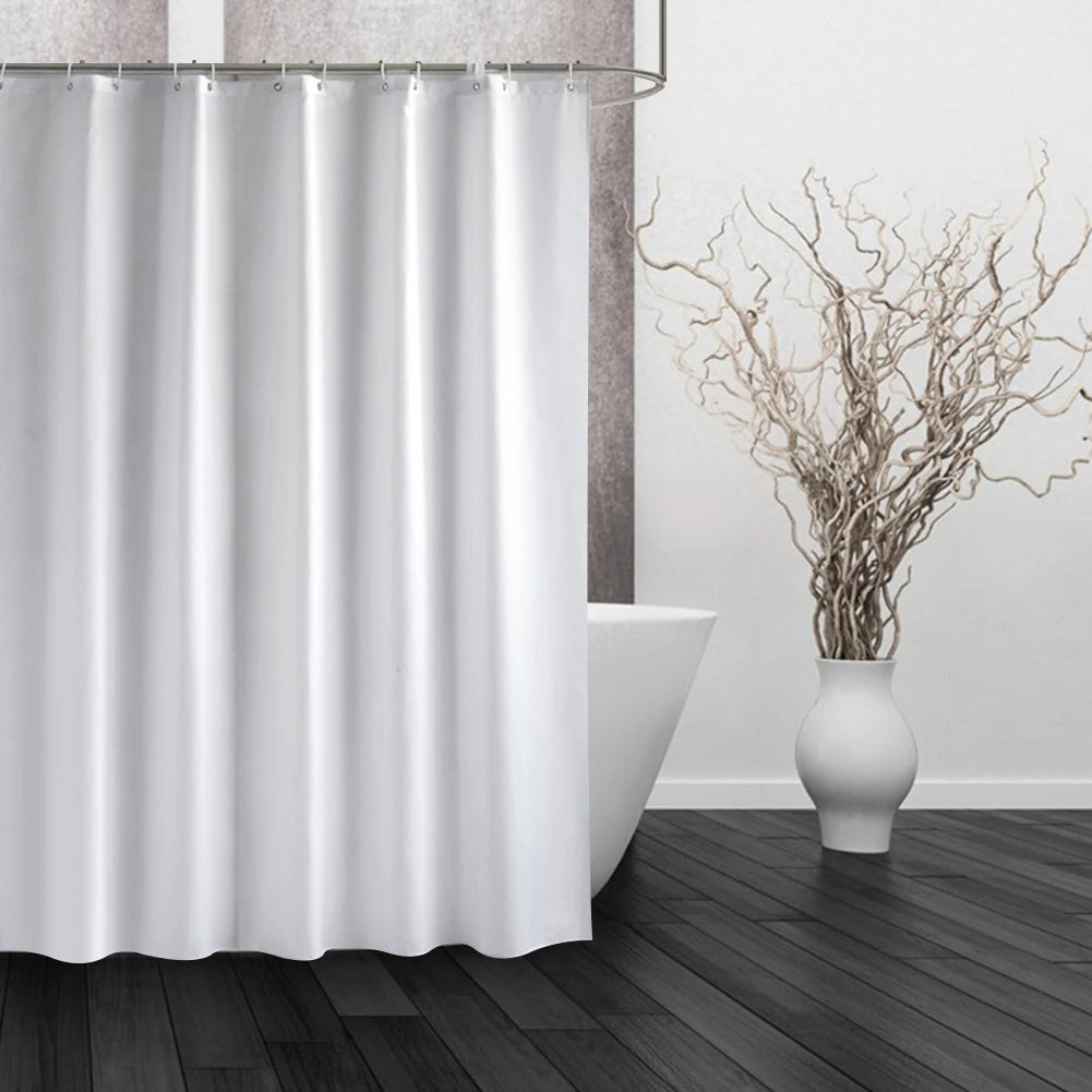 Cortina de ducha de tela sólida resistente, impermeable, para baño, tamaño largo, 230/200 cm, color negro, blanco, gris, marrón y azul.