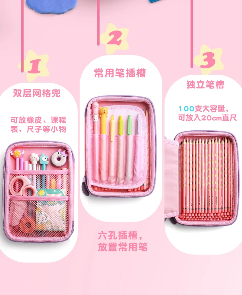 3D Pencil Case EVA Stationery Box School Supplies Pink Unicorn Pen Bag Ruler Storage Eraser Holder Pouch Rabbit Organizer INS A