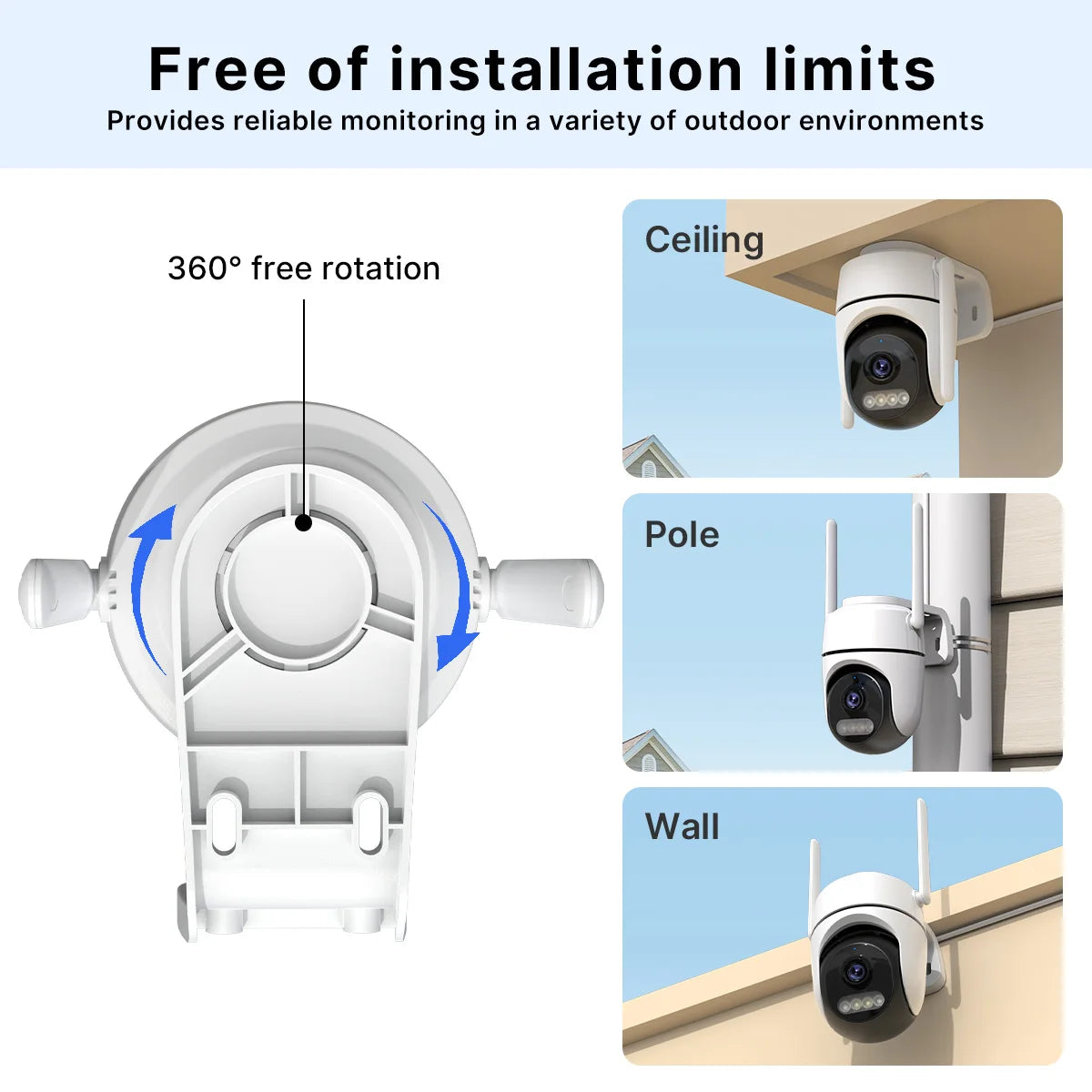 WONSDAR 2pcs PTZ Camera Outdoor IP Camera Video Surveillance WiFi Camera Home Security Protection Motion Detection Alarm iCsee