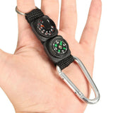 1pc Universal Multifunction 3 In 1 Camping Climbing Hiking Mini Carabiner With Keychain Compass Thermometer Hanger Key Ring