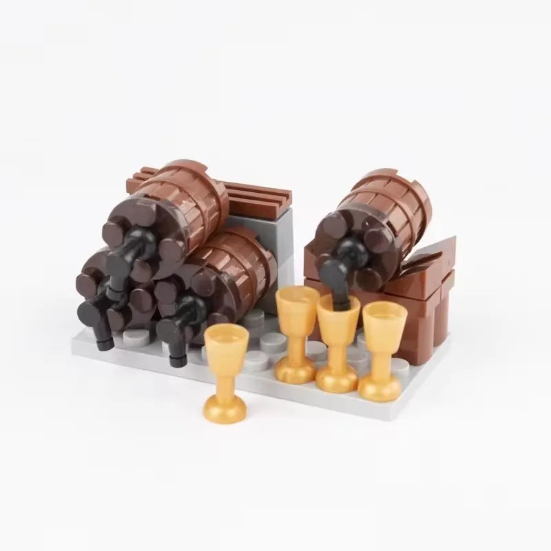 MOC Notice Board Building Blocks Bee Farm Fountain Bonfire Stove Medieval Town Street View Water Wall Bridge Road Sign Brick Toy