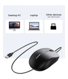UGREEN USB Wired Mouse with Ergonomic Design 1200 DPI 3 Buttons Mouse for Laptops and PCs