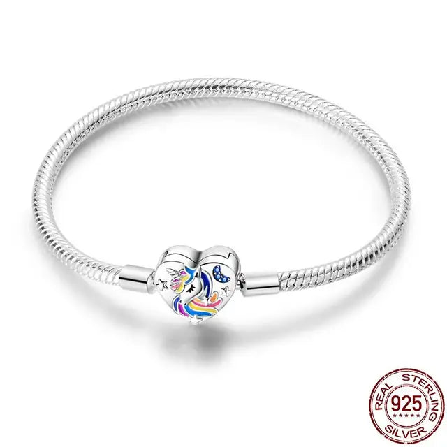 Original 925 Silver Bracelet Snake Chain 17-20 Evil Eye Heart Star Zircon For Charms Beads Pendant Anniversary Jewelry Making Gifts 